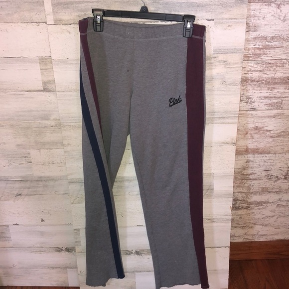 PINK VICTORIA’S SECRET sweatpants gray blue and burgundy size small boyfriend​​​ - Picture 2 of 10